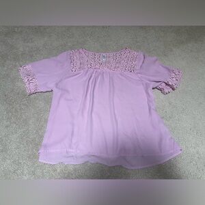 Xhilaration Light Pink Lace Accent Blouse